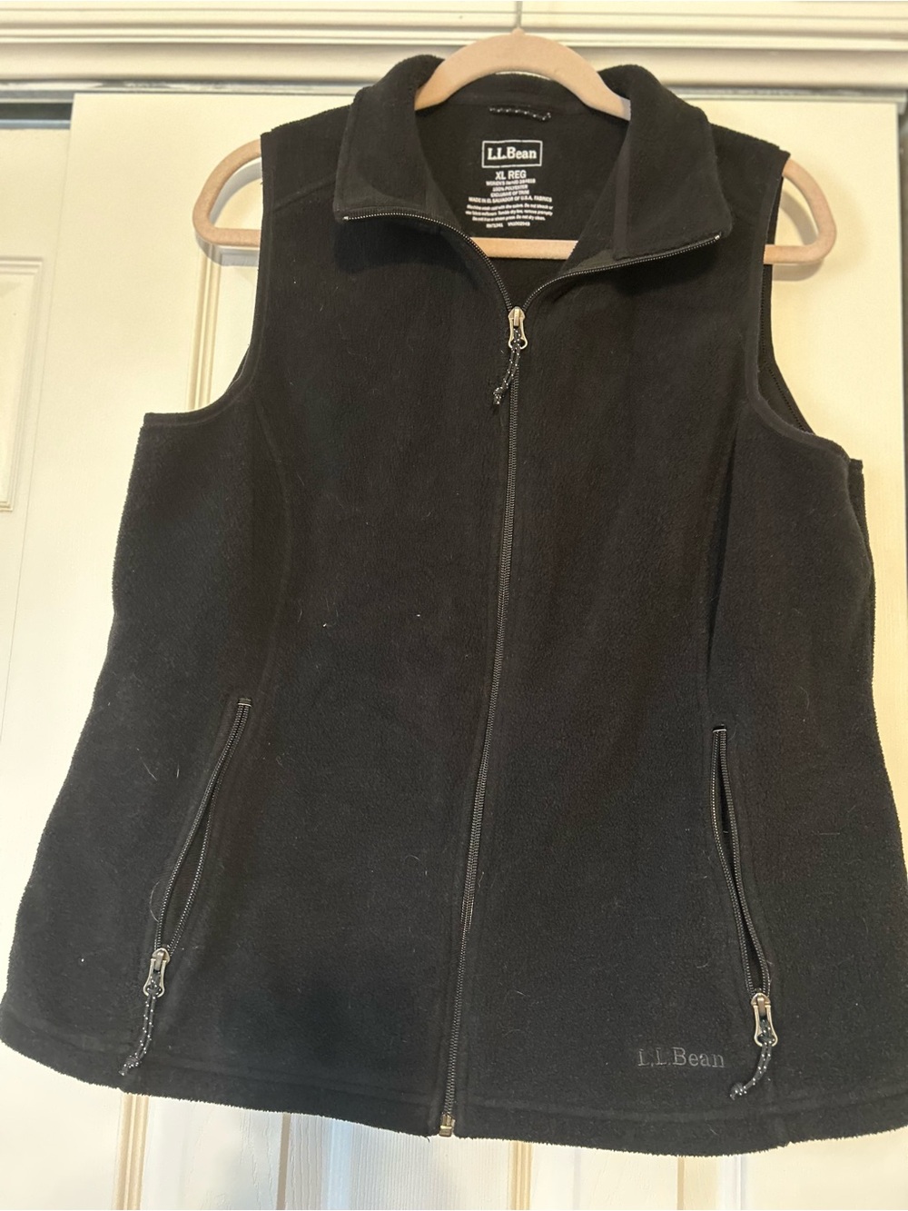 L.L. Bean Women's Black Fleece Zip Vest XL